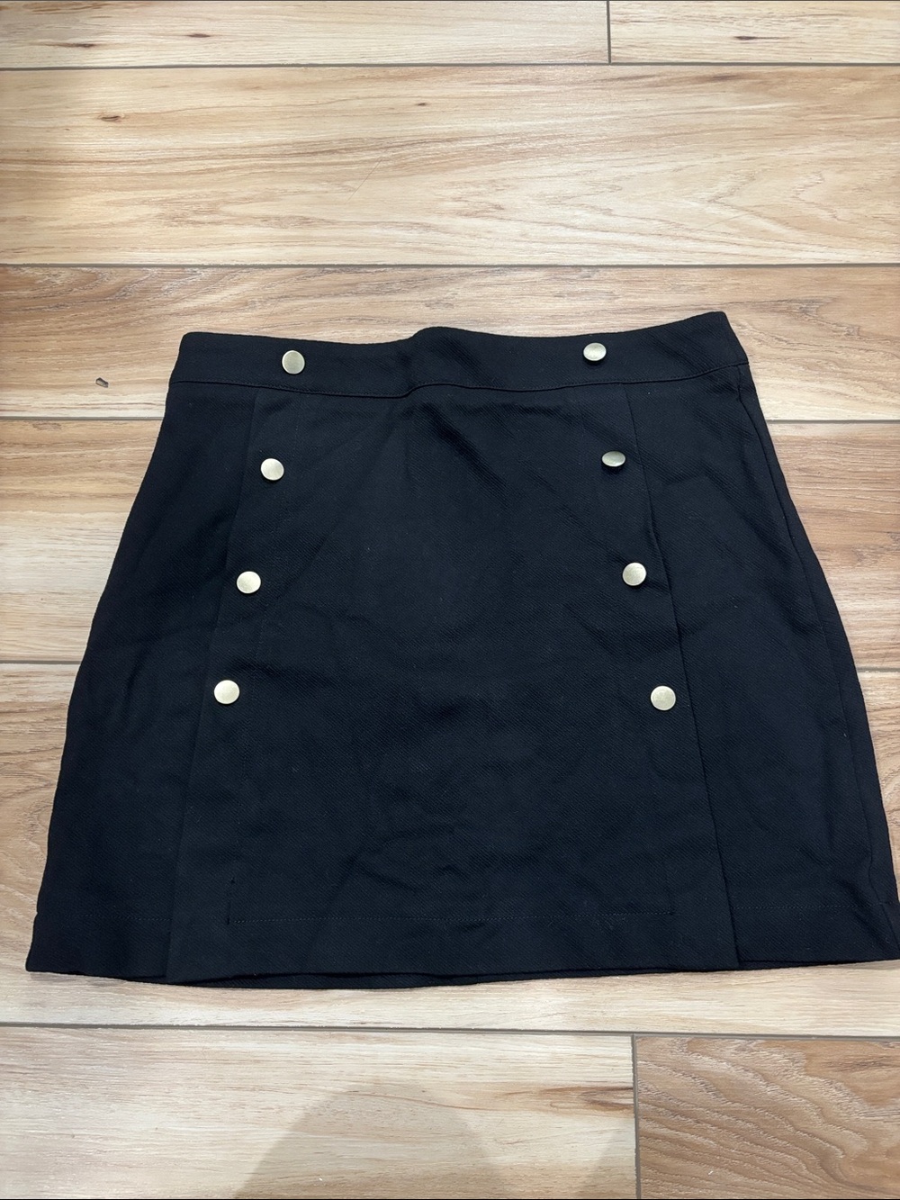 Classic Black Button-Front Mini Skirt